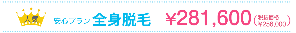安心プラン全身脱毛¥256,000（税抜）